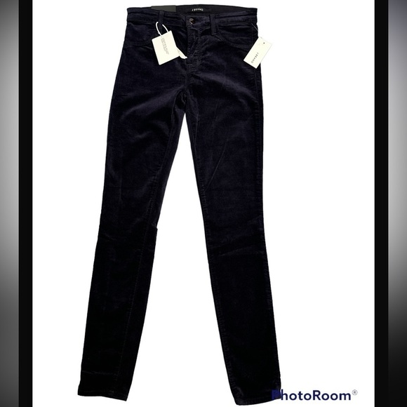 J Brand Velvet Eclipse Super Skinny Midrise Jegging in Twilight Purple Black - Picture 3 of 10